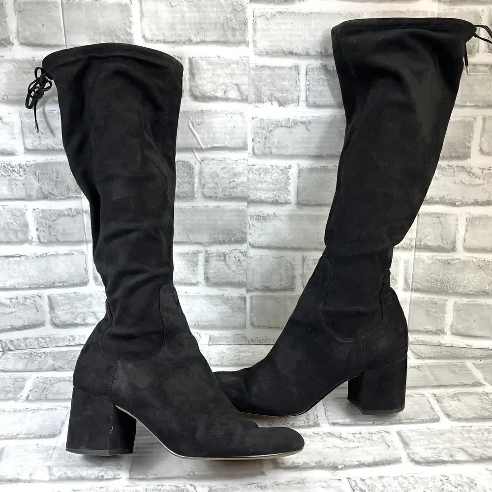 Sam Edelman Vinney Women's Size 8.5 Black Round Toe Stretch Knee High Boots